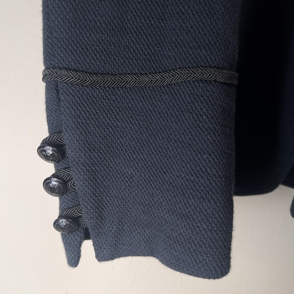 John Varvatos Sport Coat Mens 38 Black Tweed Band Collar Piped Trim Military - Picture 5 of 12